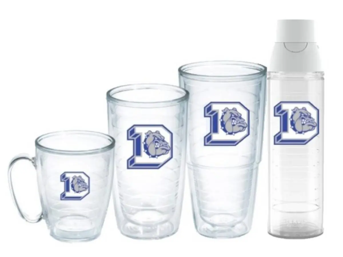 Glassware set featuring school emblem