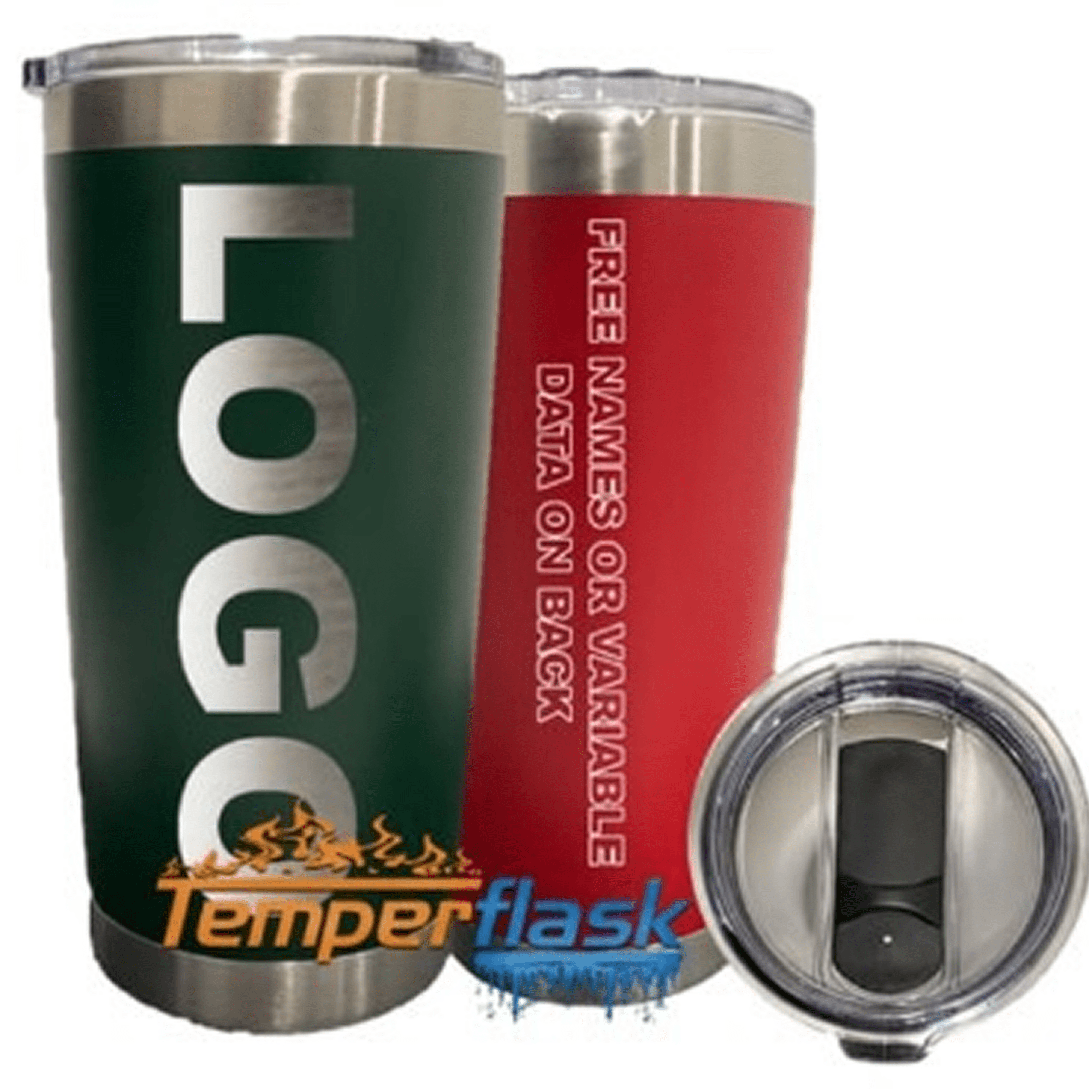 Logo tumblers with customizable text