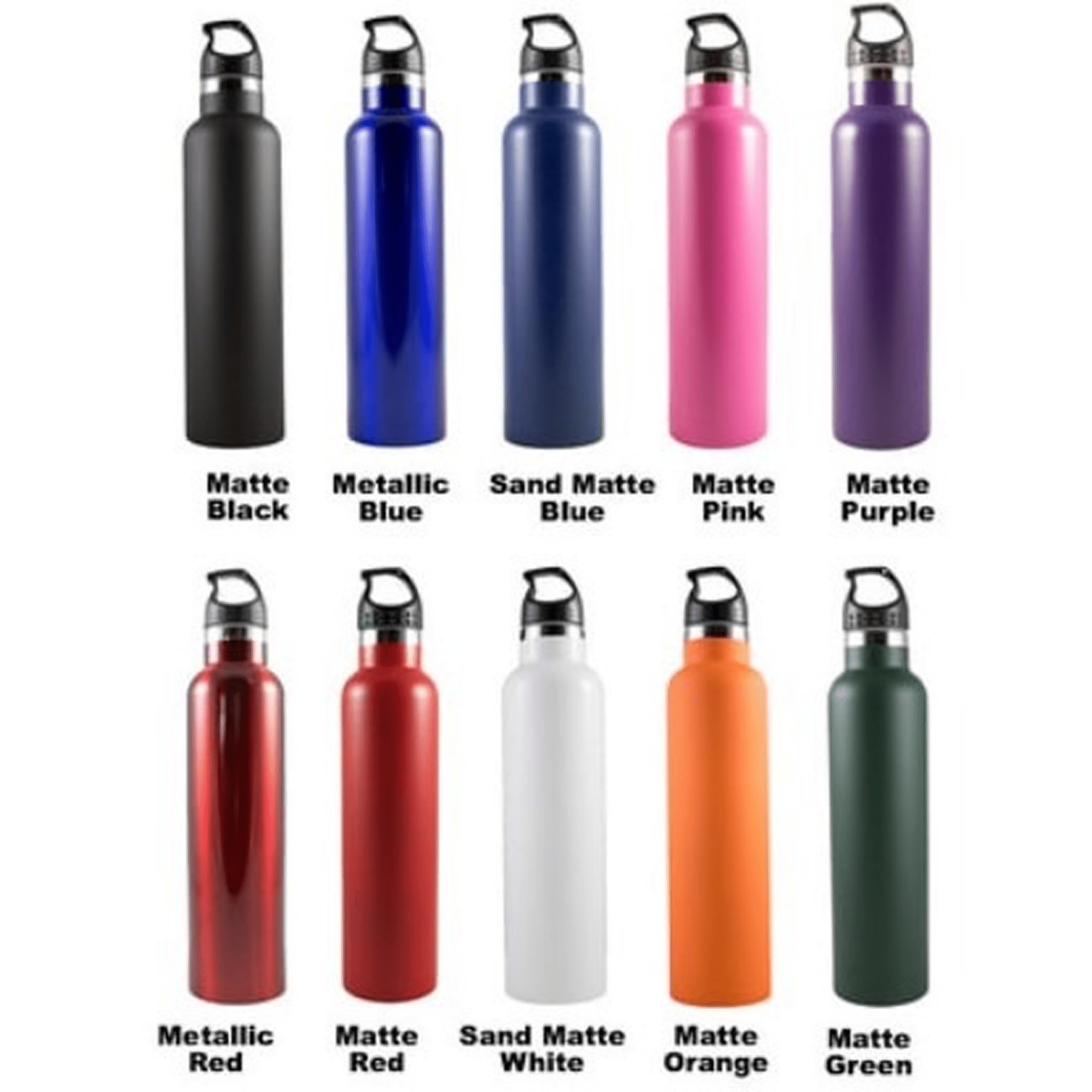 Assorted matte and metallic bottles