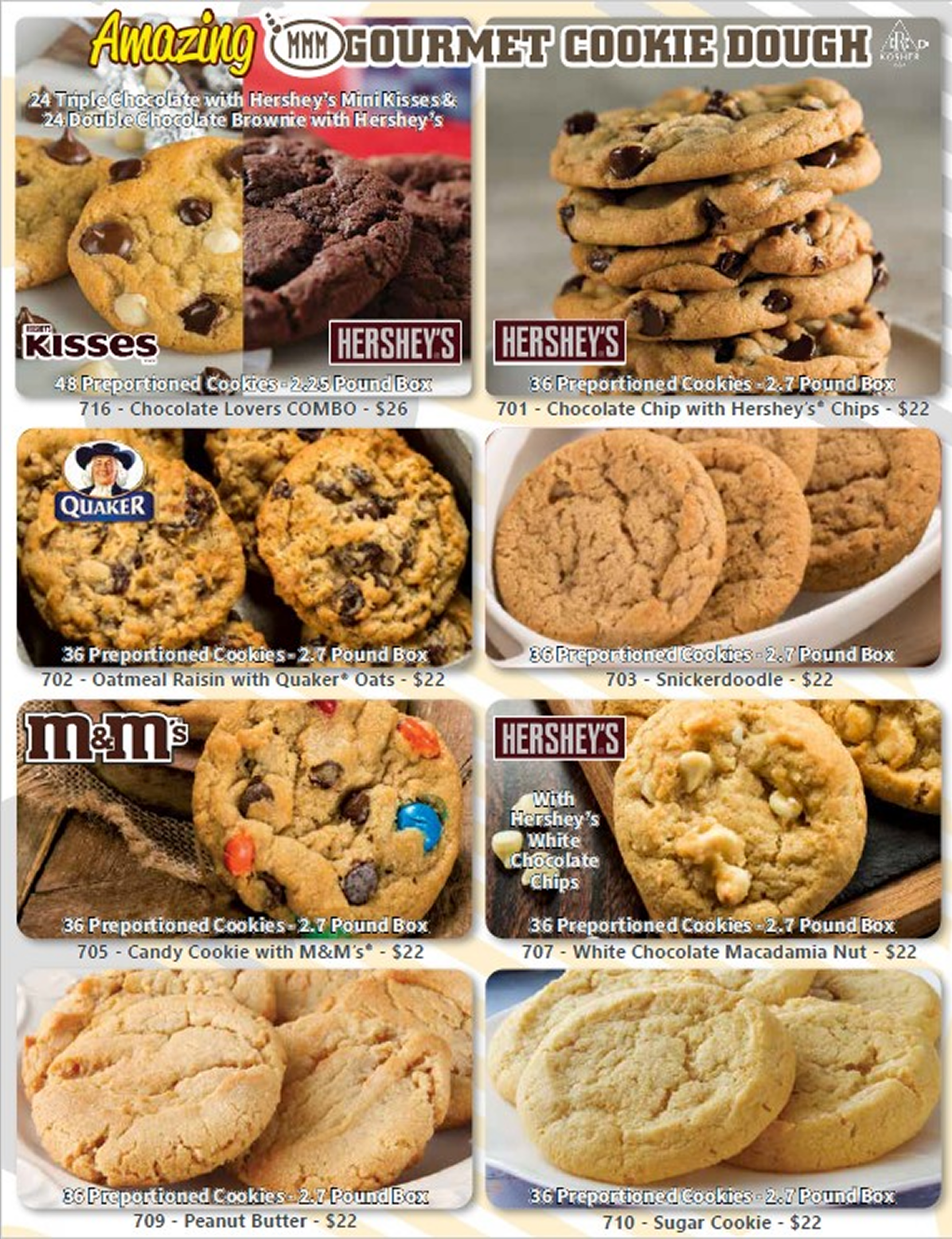 Assorted cookie flavors with Hershey's
