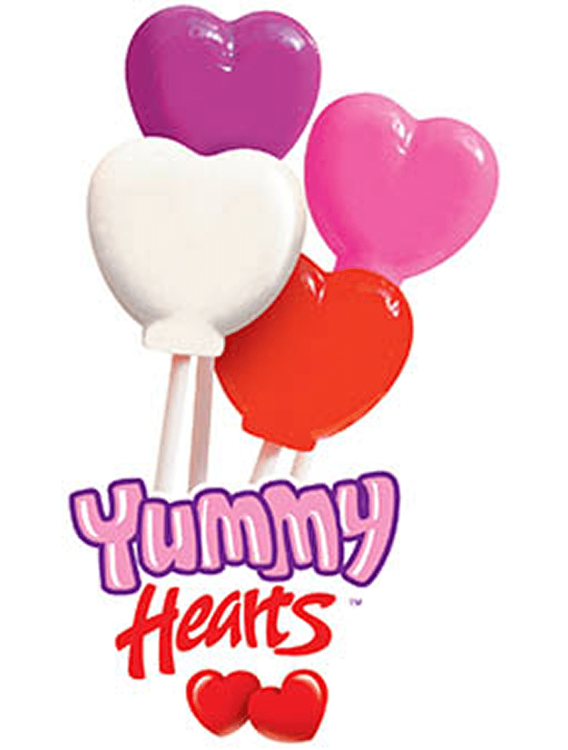 Colorful heart lollipops, Yummy Hearts branding