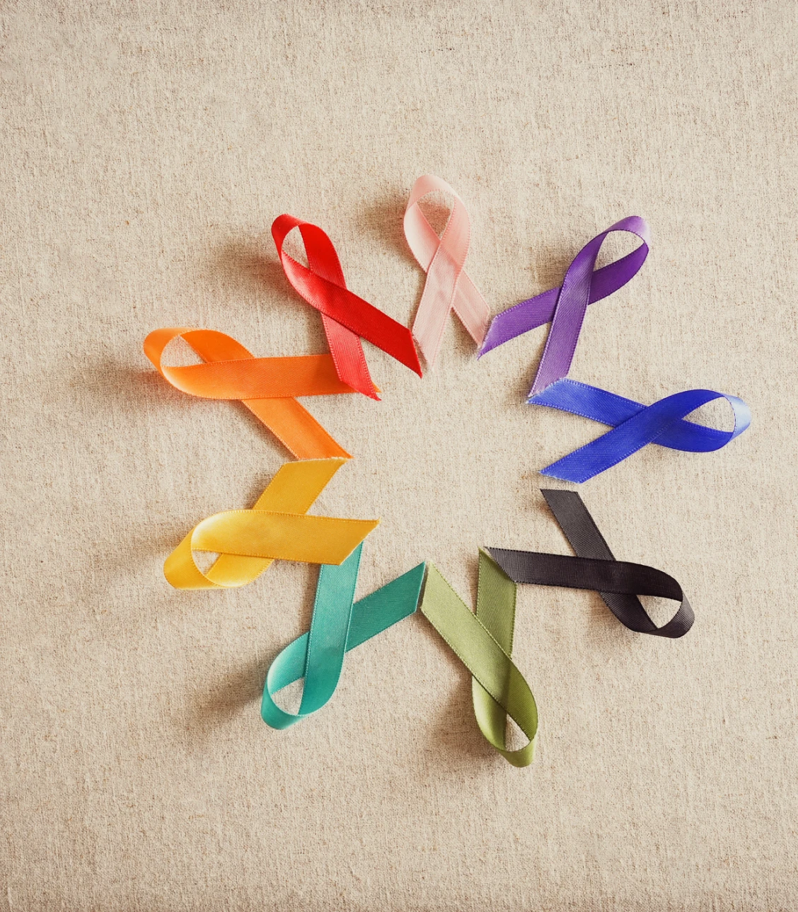 Assorted awareness ribbons forming star shape